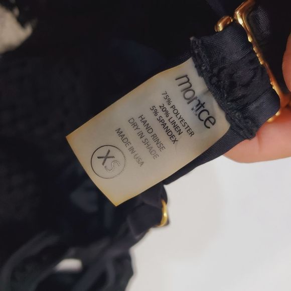 Montce solid black ruffle Bikini top only size XS - Picture 4 of 11